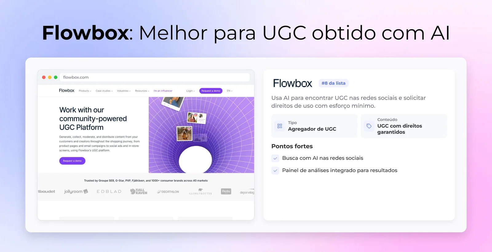 Flowbox: Melhor para UGC obtido com AI