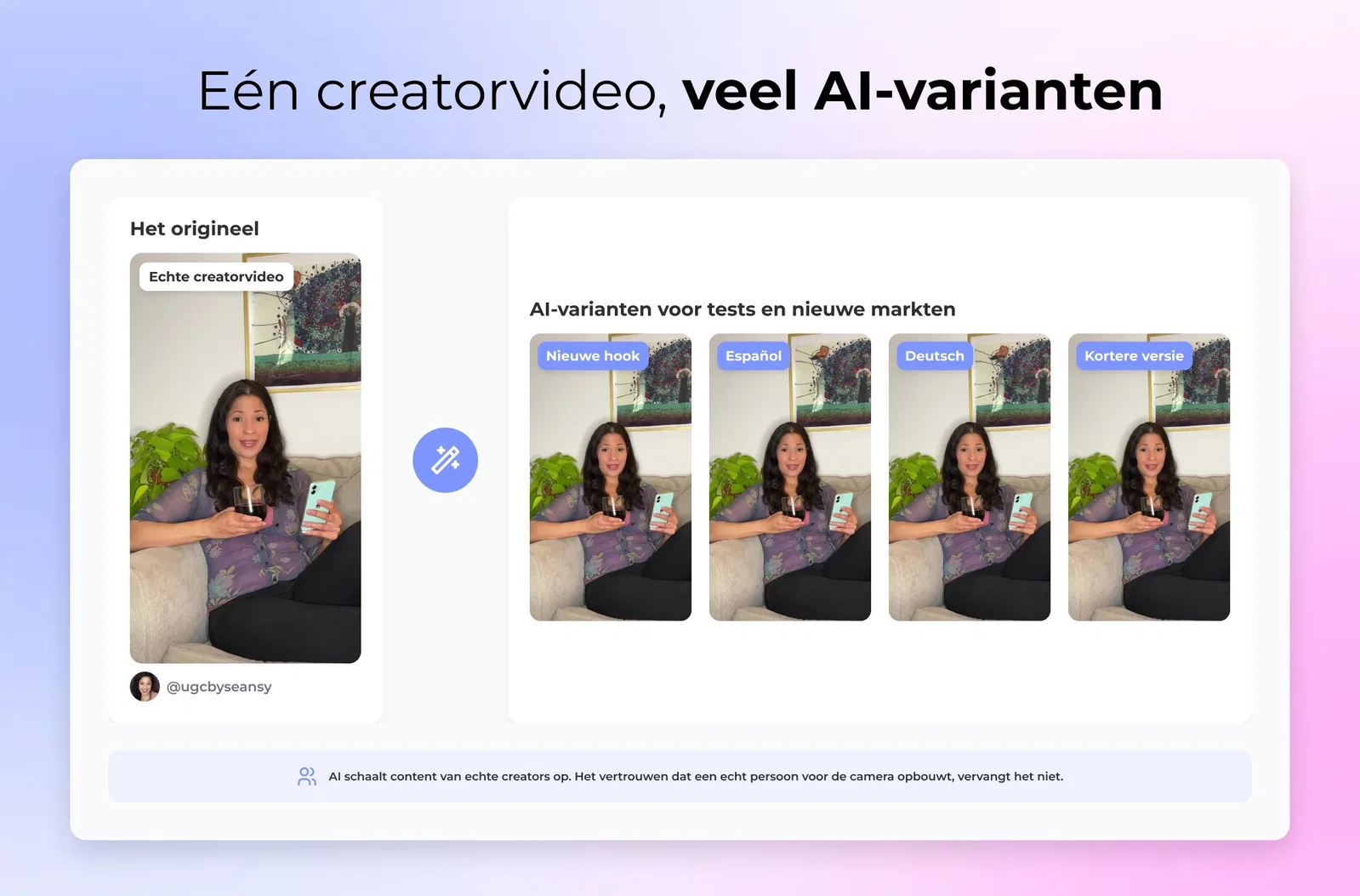 Eén creatorvideo, veel AI-varianten