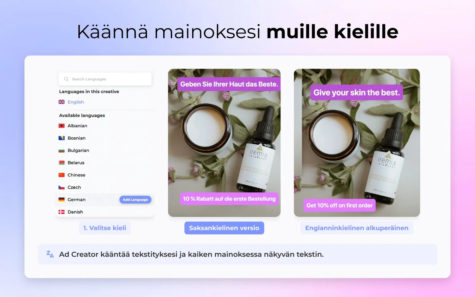 Käännä mainoksesi muille kielille