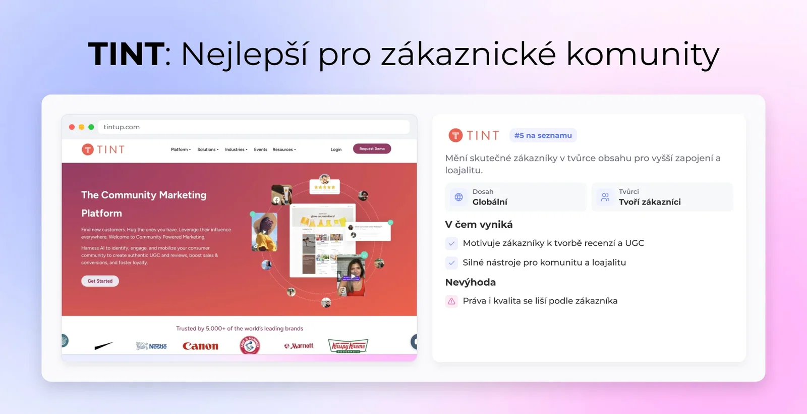TINT: Nejlepší pro zákaznické komunity