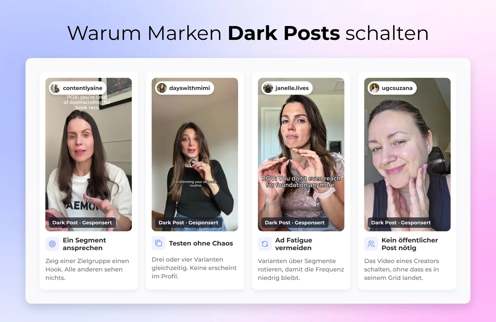 Warum Marken Dark Posts auf Instagram nutzen: zielgruppengenaues Creative, mehrere Varianten gleichzeitig und ein sauberes Profil