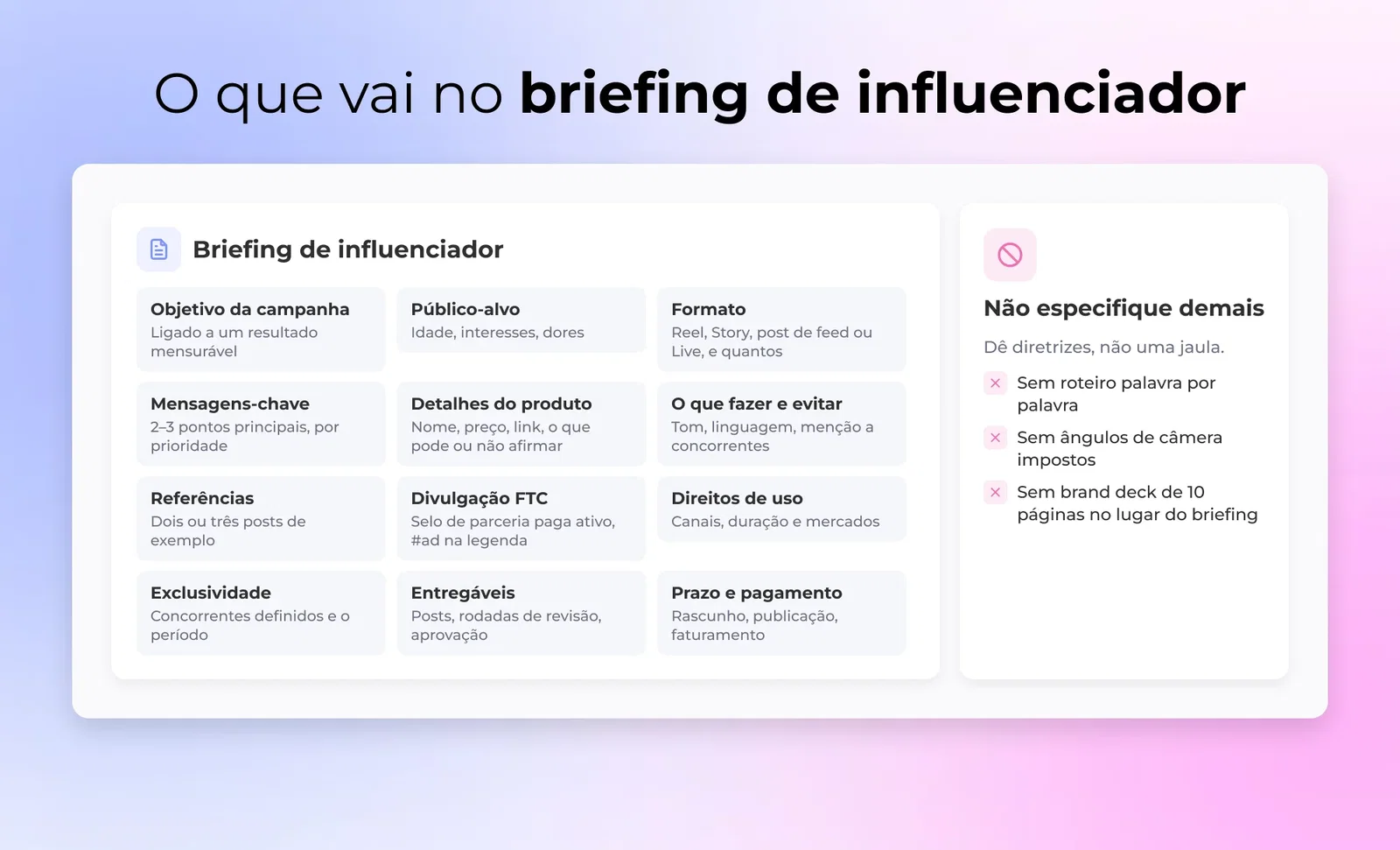 O que vai no briefing de influenciador