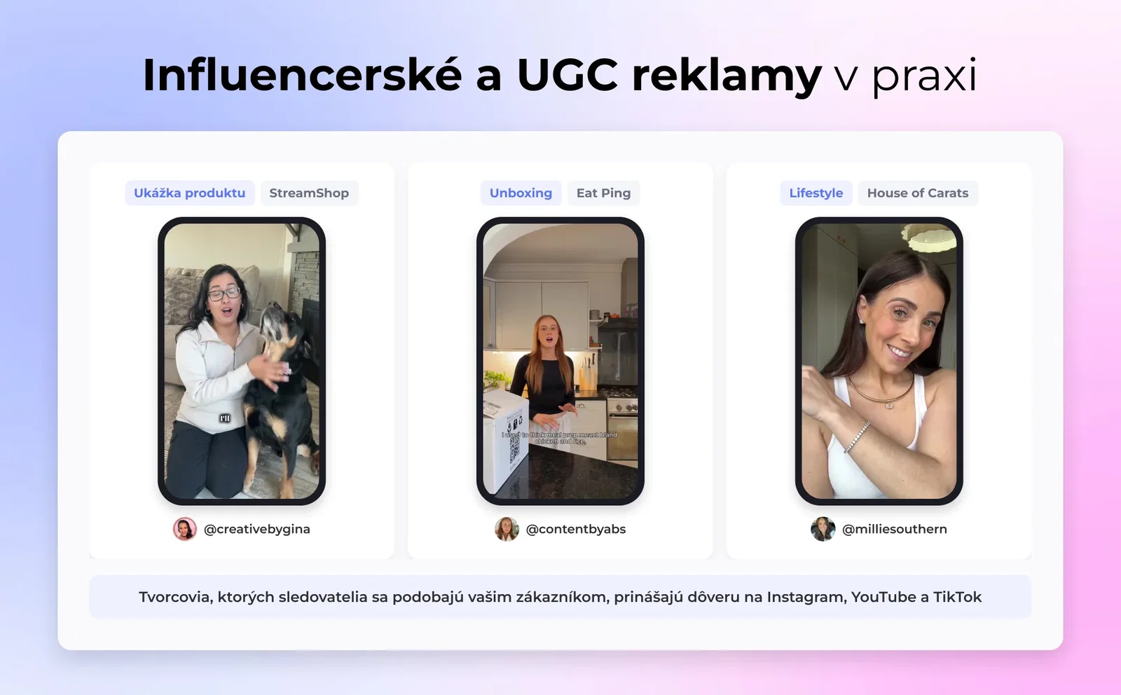 4. Reklamy influencerov & UGC