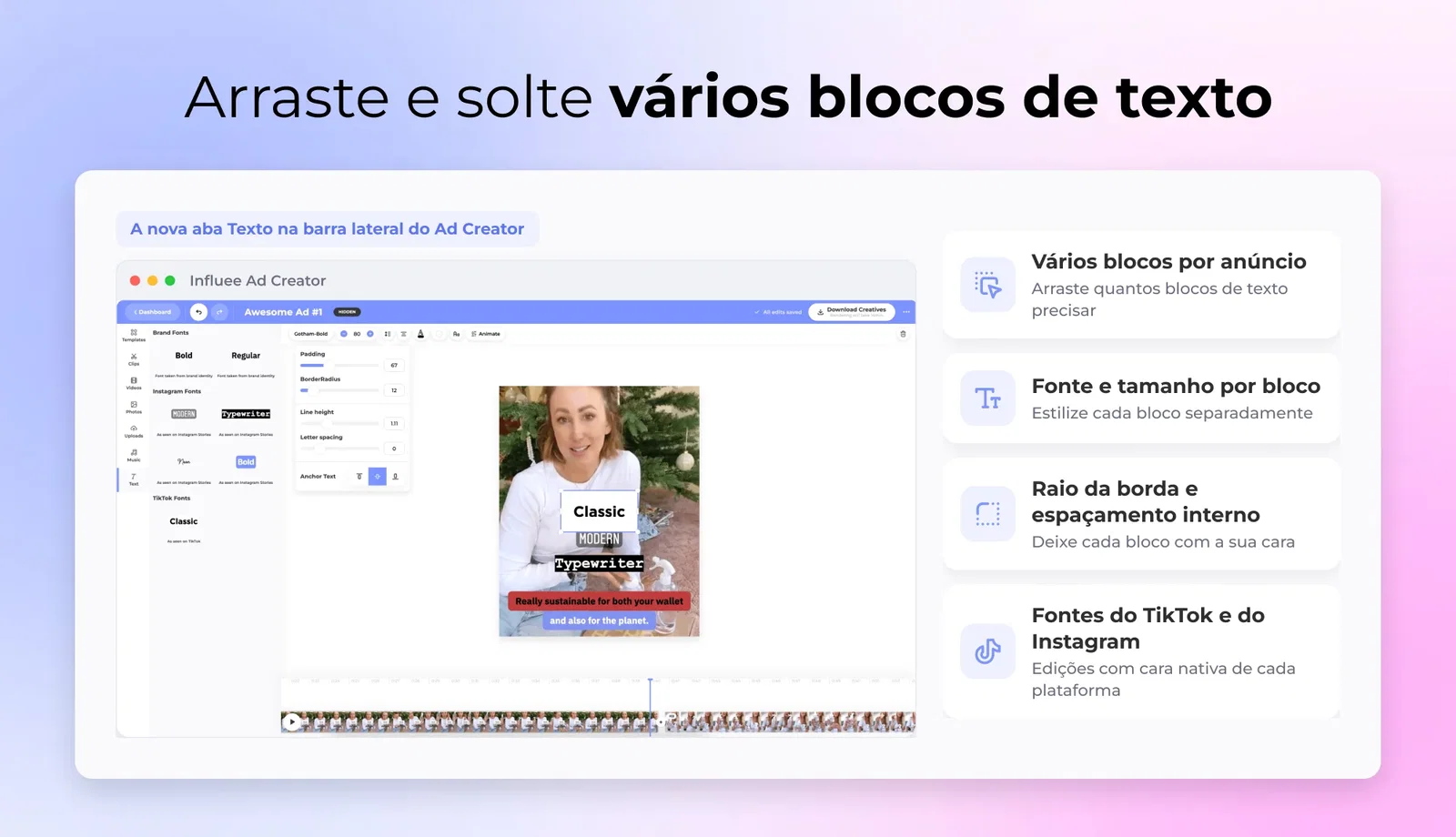 Arraste e solte vários blocos de texto