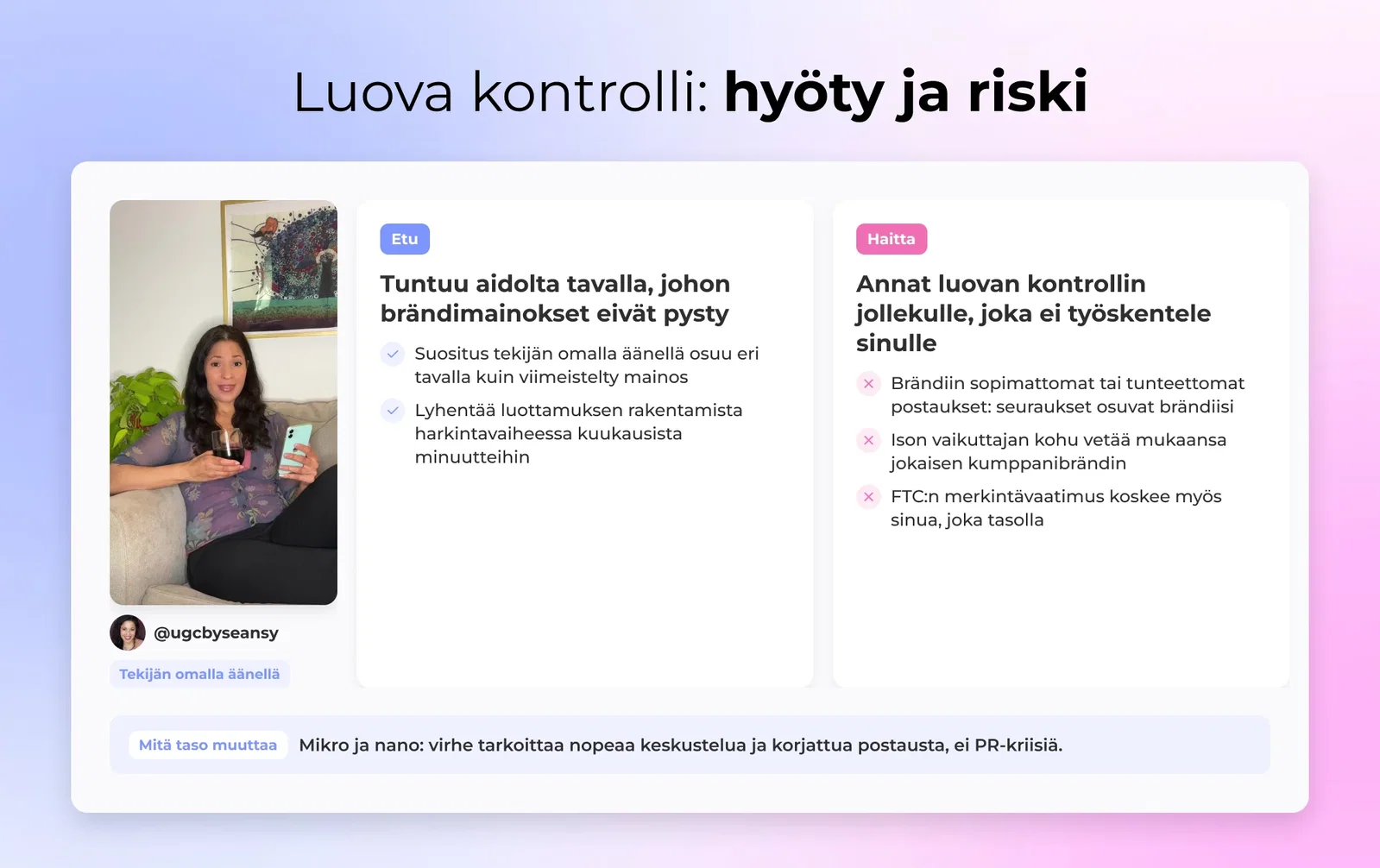 Luova kontrolli: hyöty ja riski