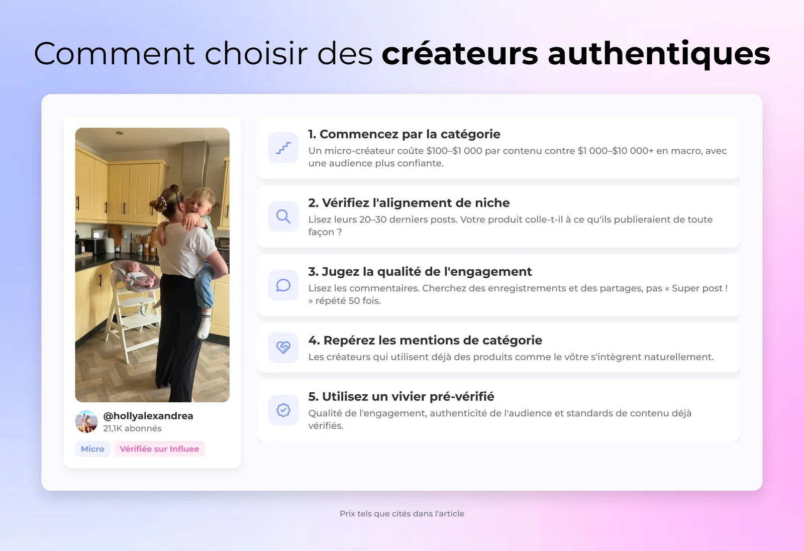 Comment choisir des créateurs authentiques