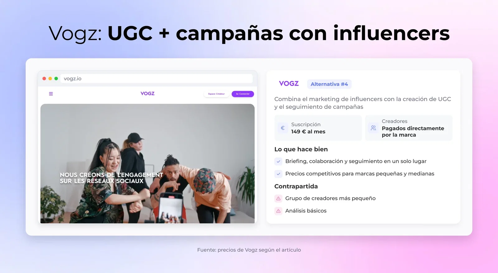 Vogz: UGC + campañas con influencers
