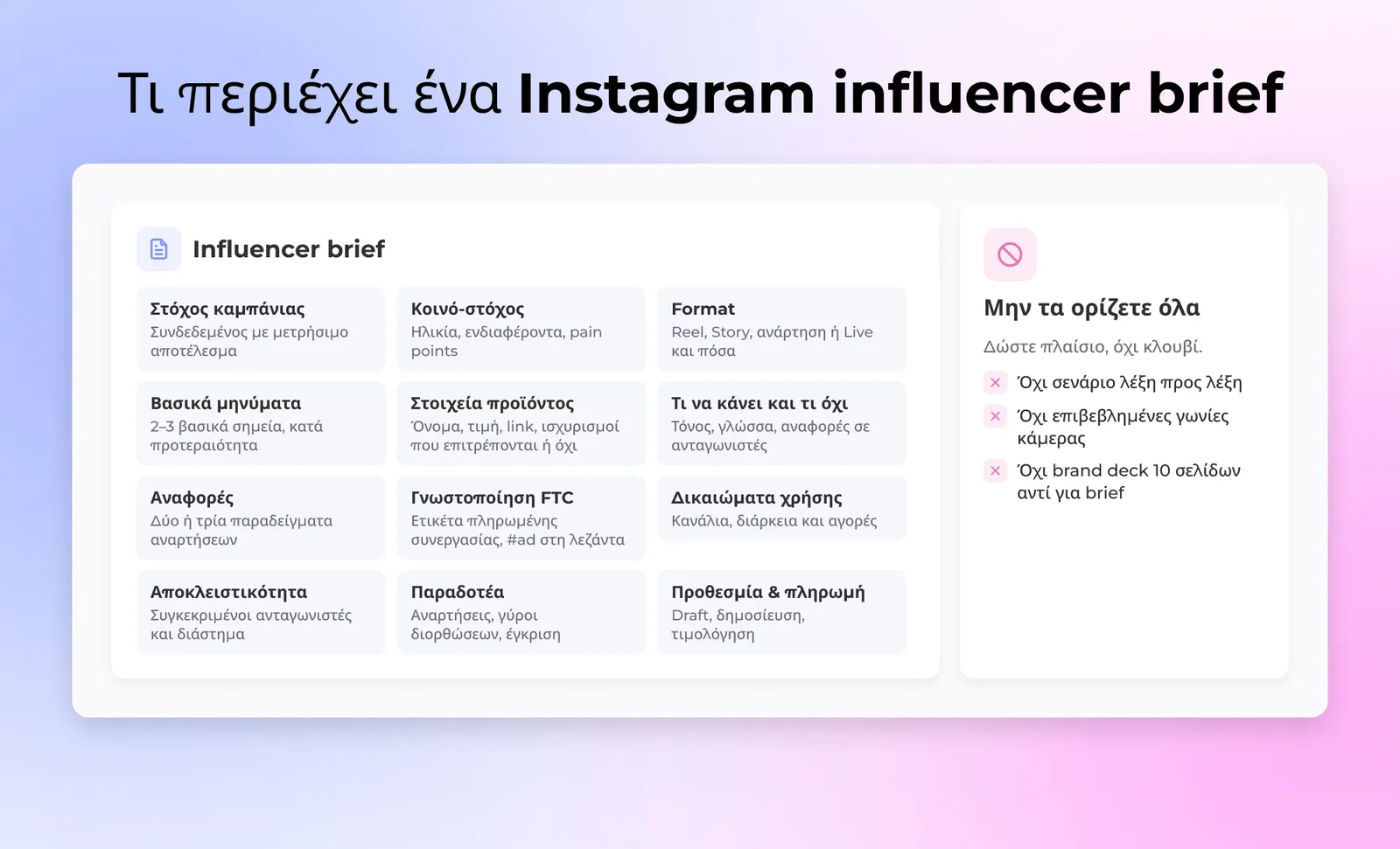 Τι περιέχει ένα Instagram influencer brief