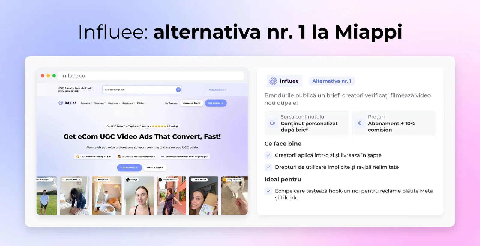 Influee: alternativa nr. 1 la Miappi