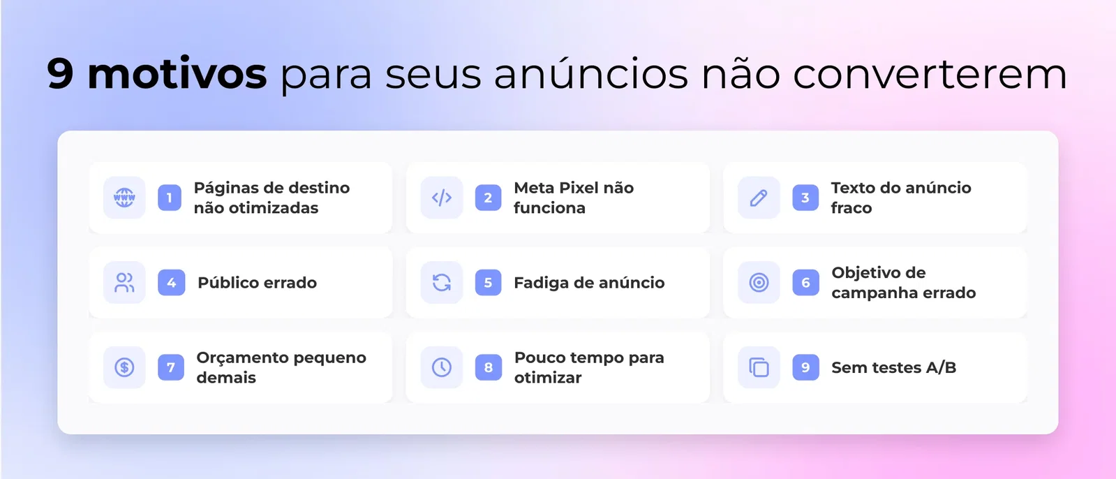 9 razões comuns pelas quais seus anúncios do Facebook não estão funcionando