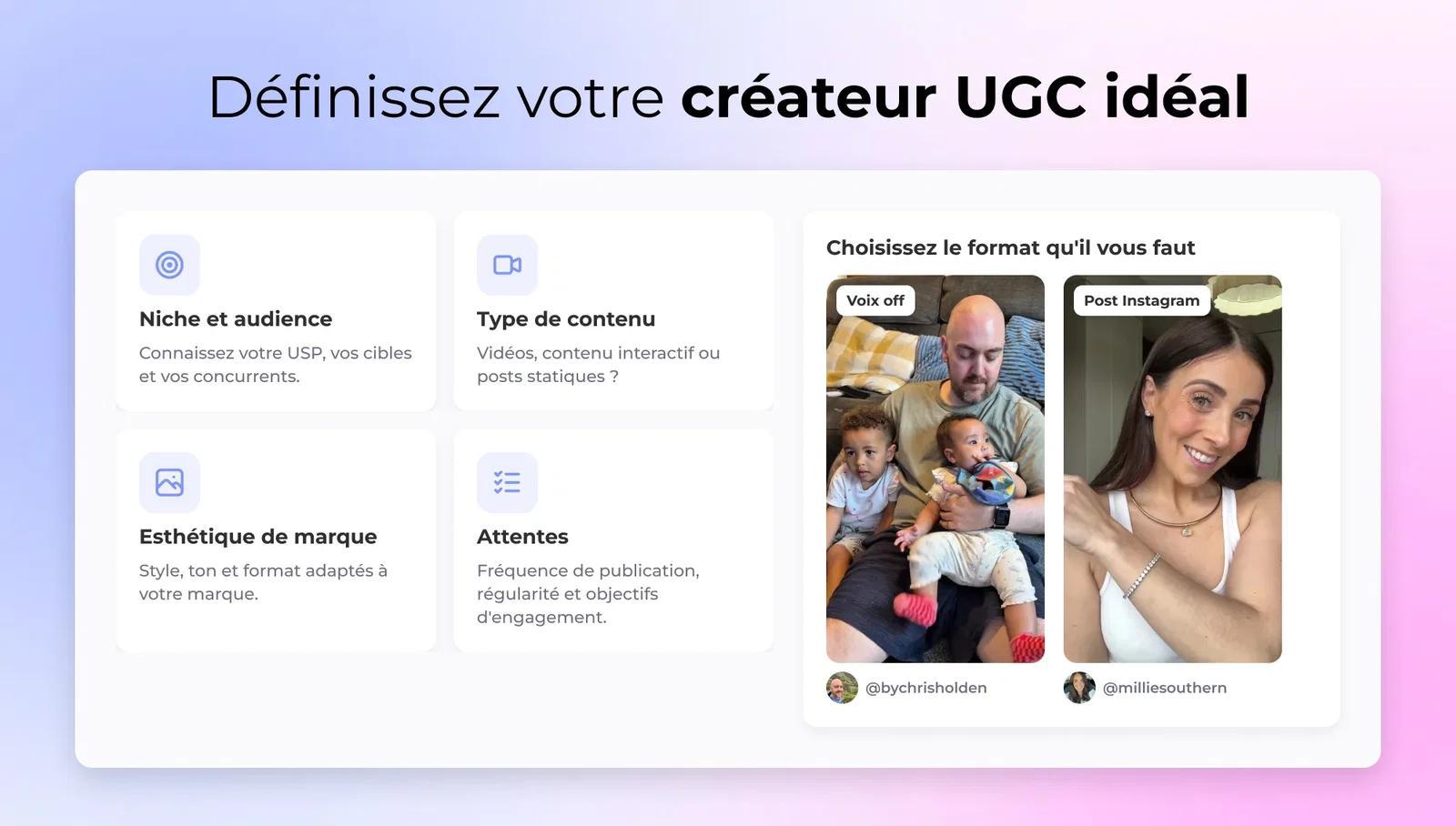 Définissez votre créateur UGC idéal