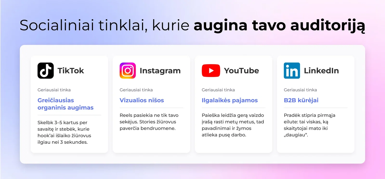 Socialiniai tinklai, kurie augina tavo auditoriją