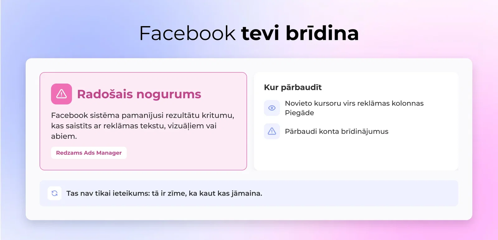 Facebook tevi brīdina