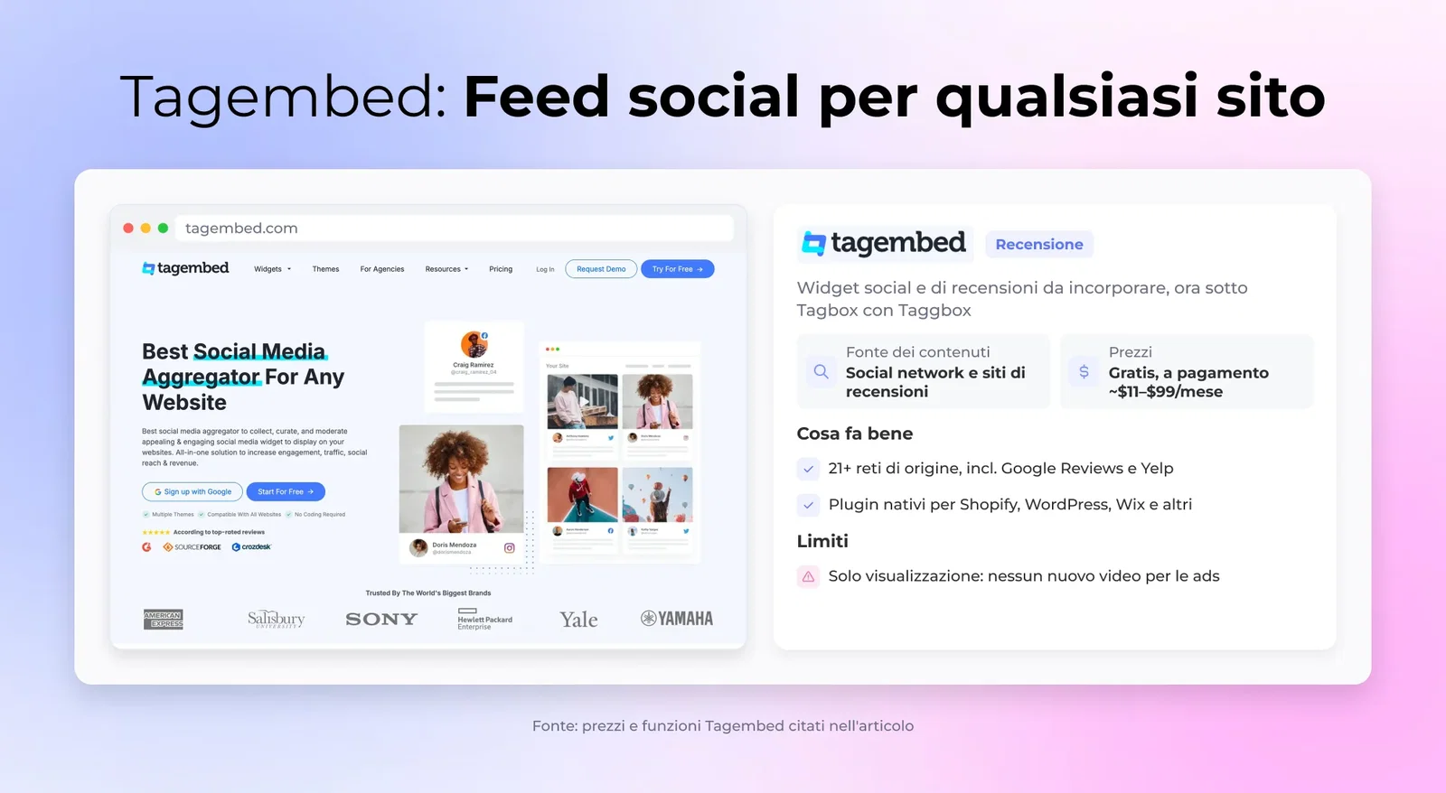 Tagembed: Feed social per qualsiasi sito