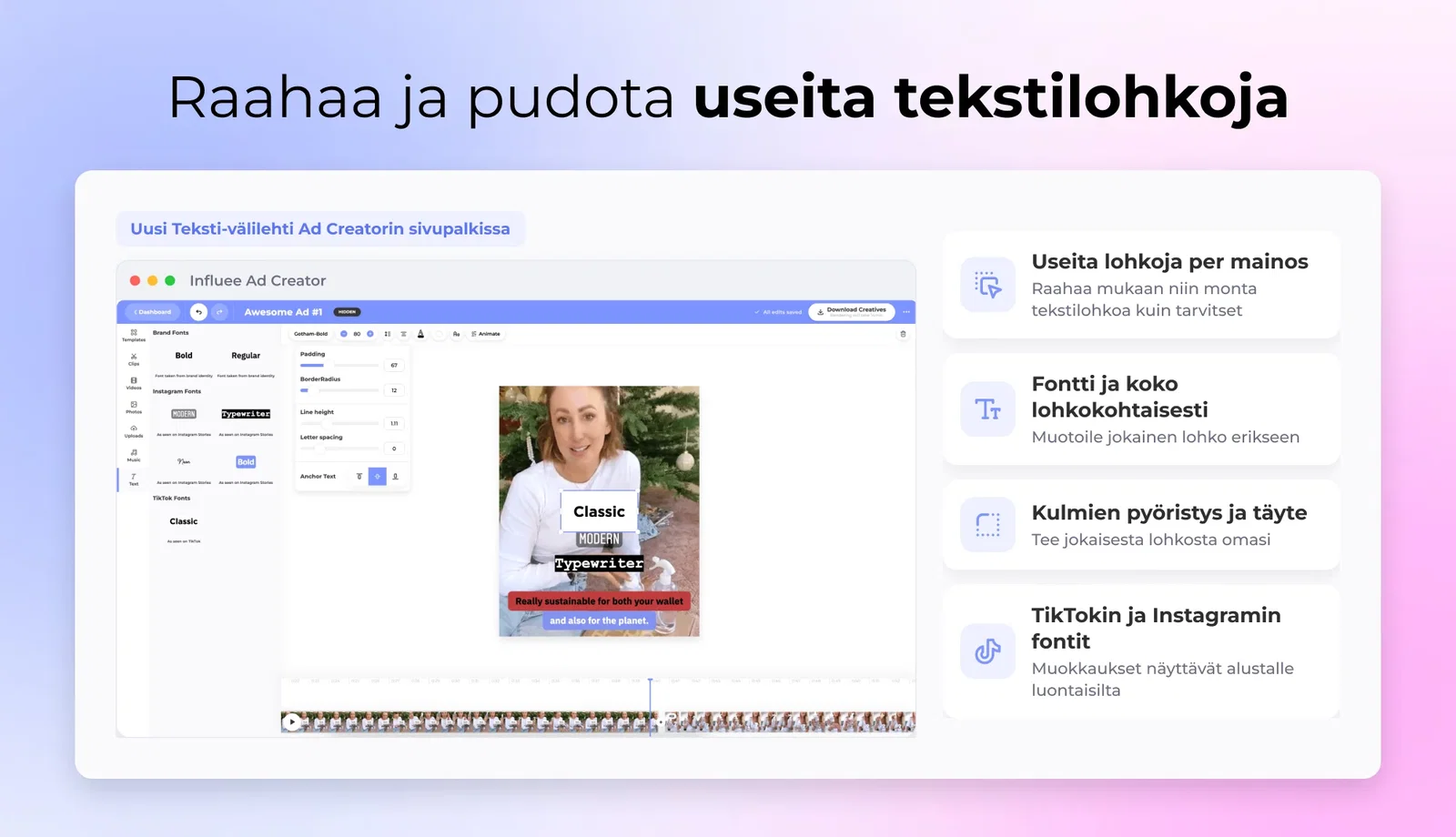 Raahaa ja pudota useita tekstilohkoja