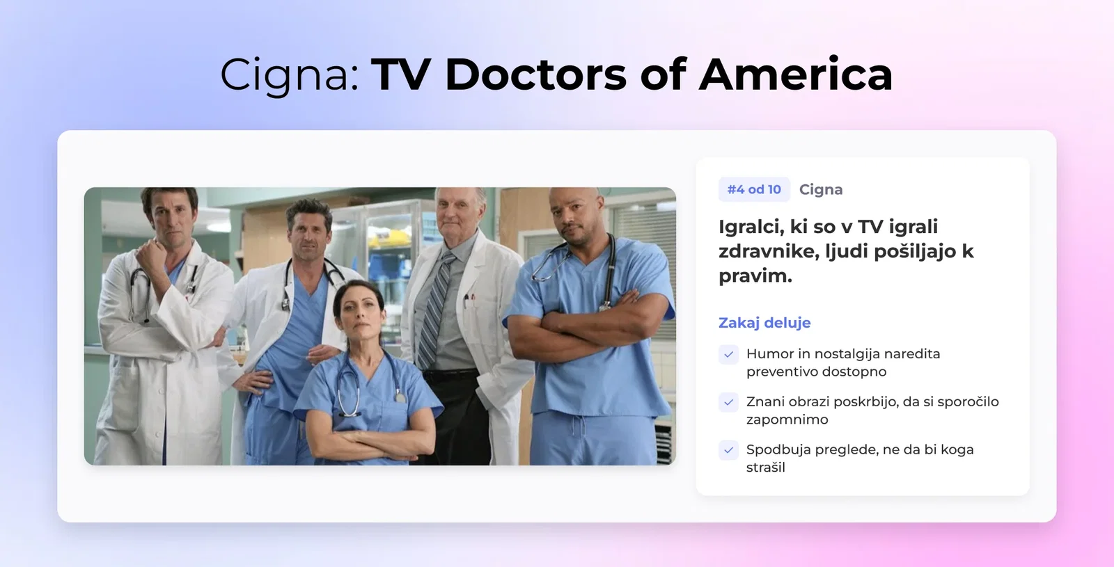 4. Cigna – TV zdravniki Amerike