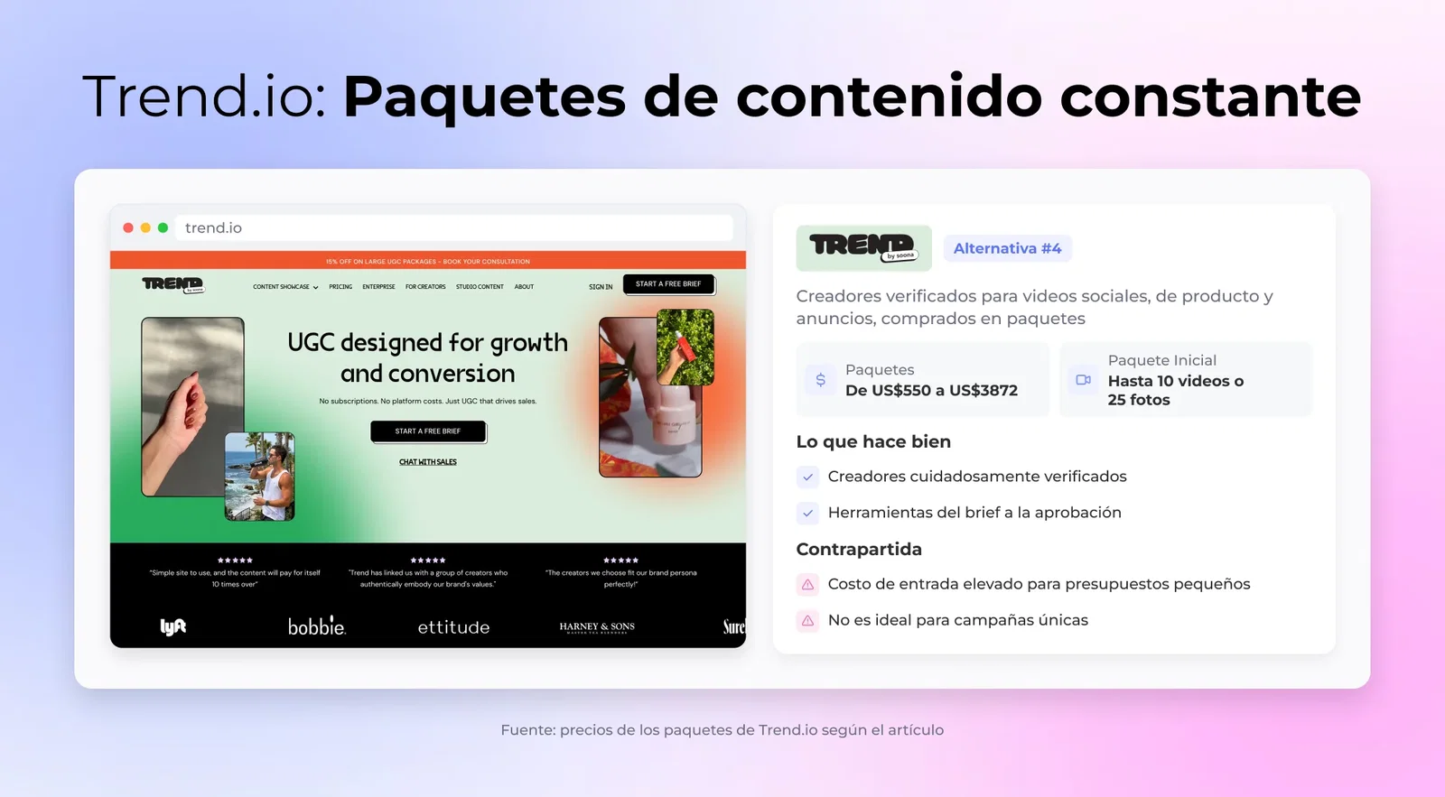 Trend.io: Paquetes de contenido constante
