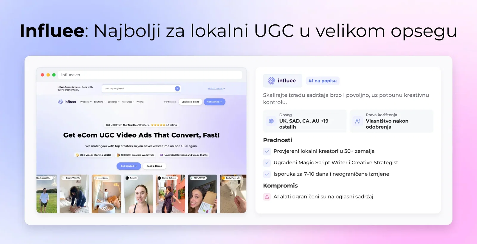 Influee: Najbolji za lokalni UGC u velikom opsegu