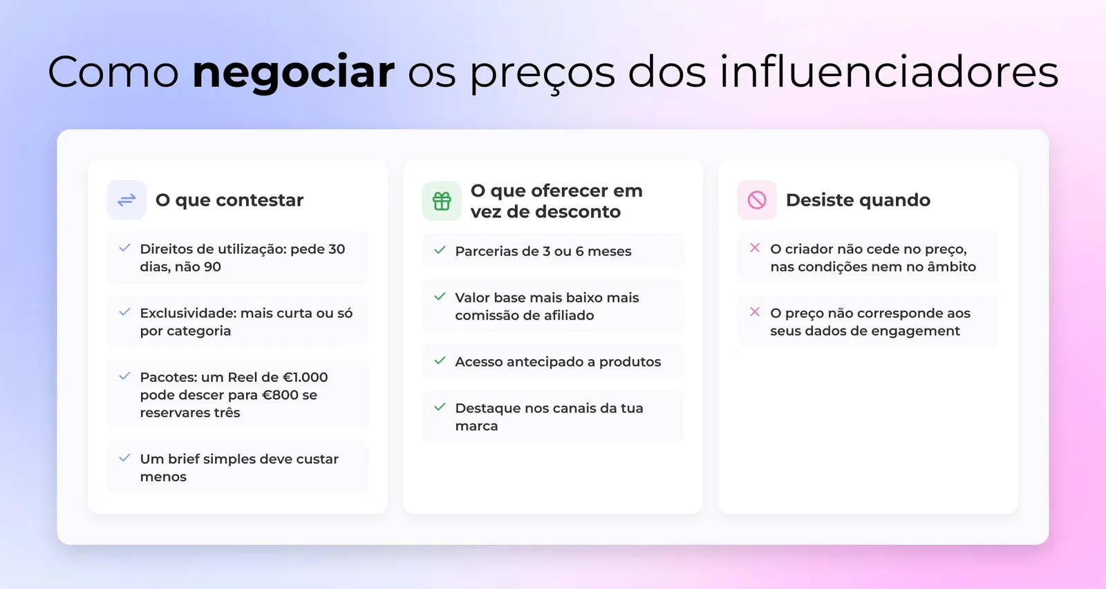 Como negociar os preços dos influenciadores