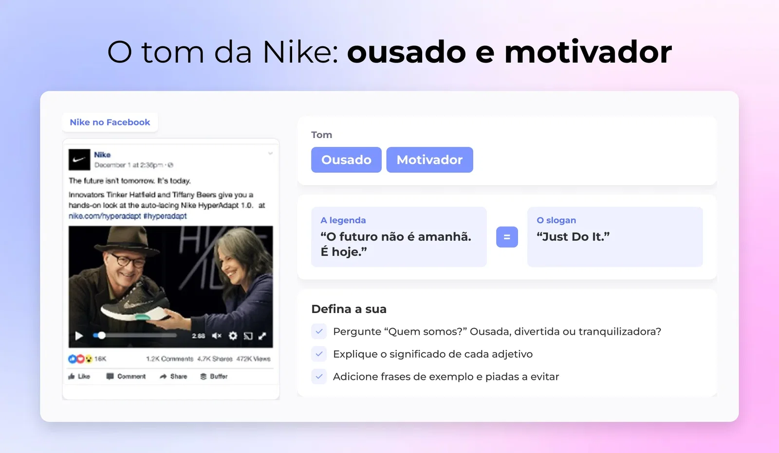 O tom da Nike: ousado e motivador