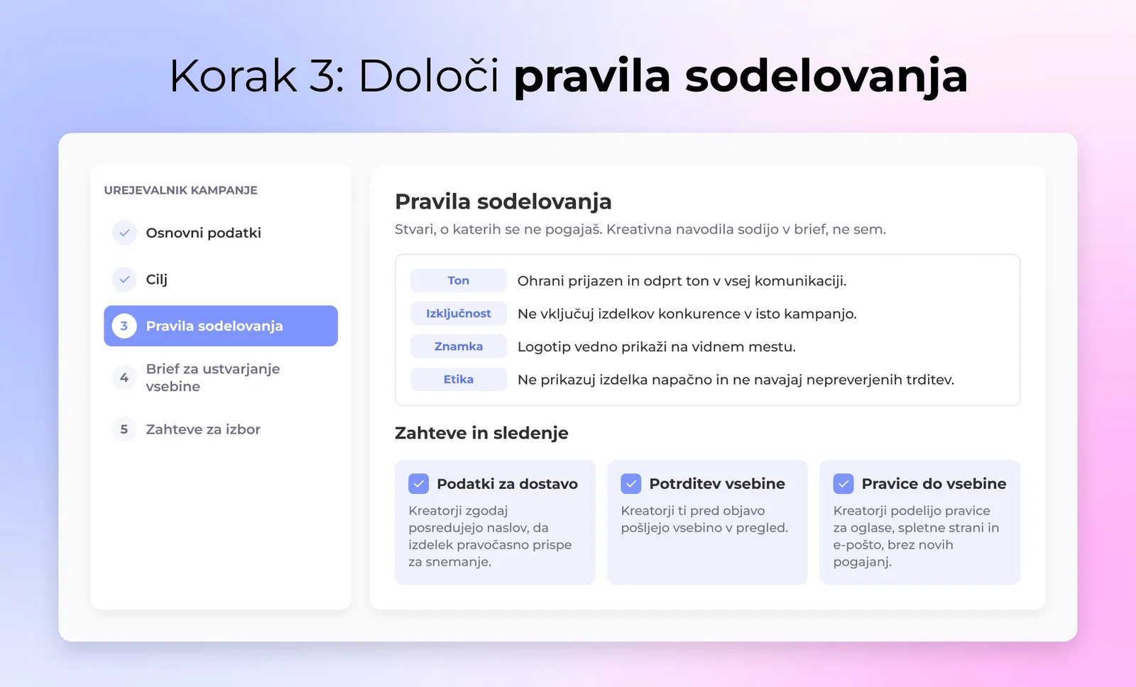 Korak 3: Določi pravila sodelovanja