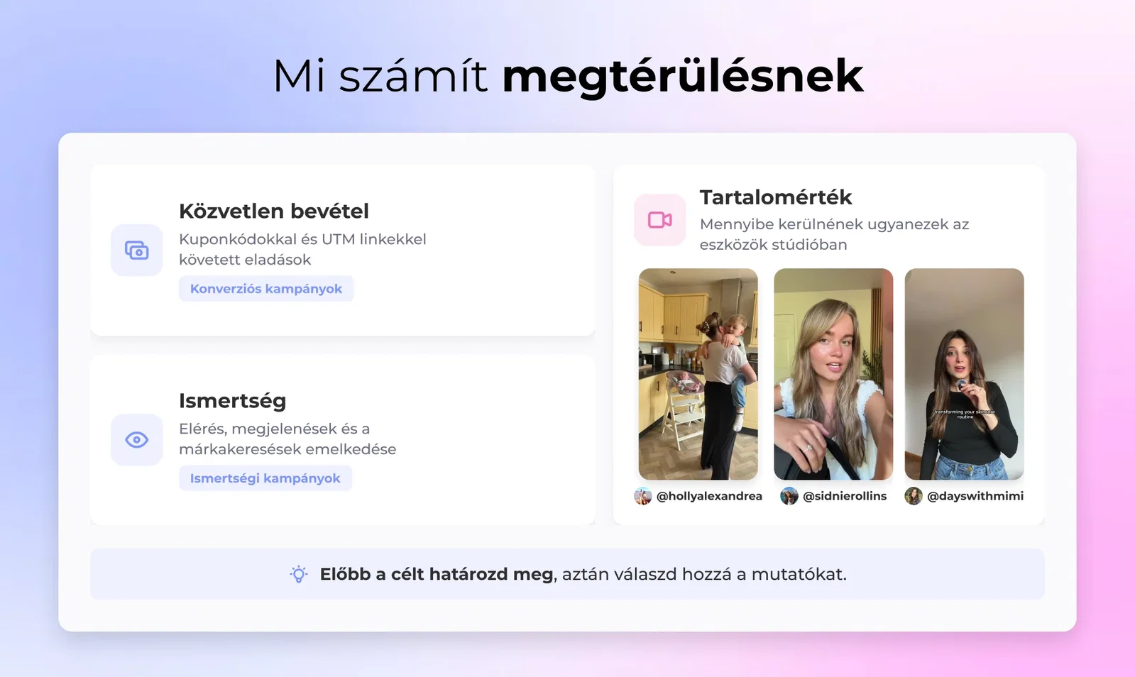 Mi számít megtérülésnek: Közvetlen bevétel, Ismertség, Tartalomérték