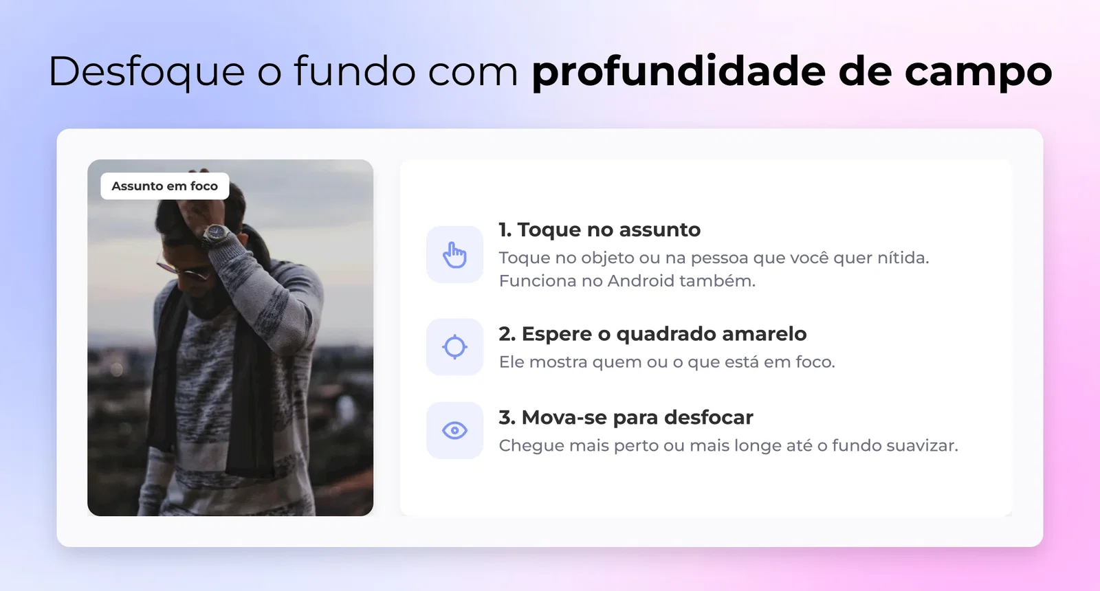 Desfoque o fundo com profundidade de campo