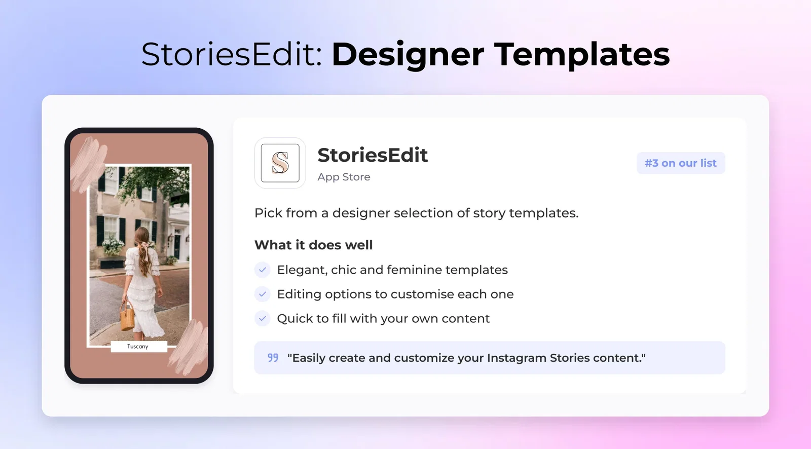 StoriesEdit: Designer Templates