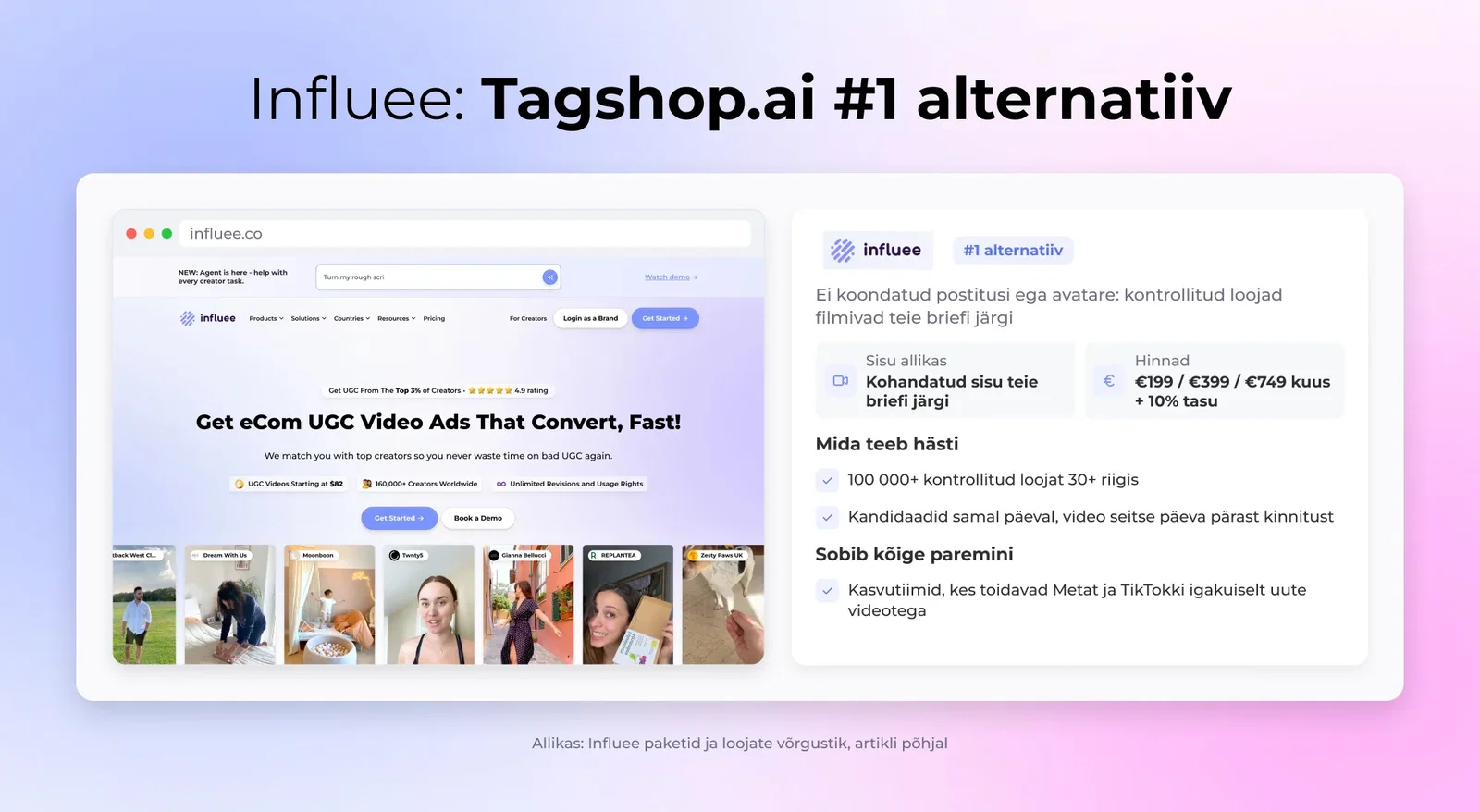 Influee: Tagshop.ai #1 alternatiiv