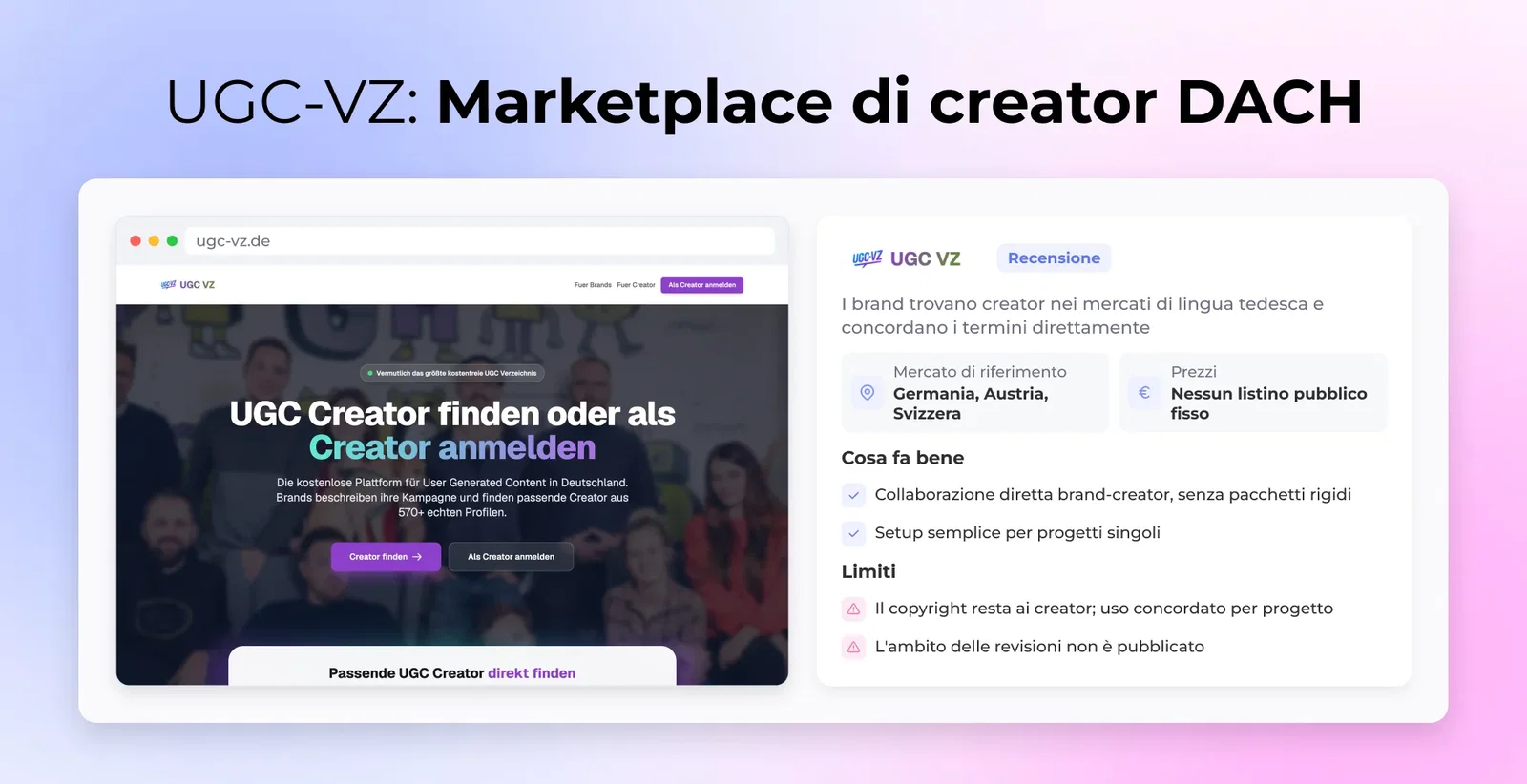 UGC-VZ: Marketplace di creator DACH