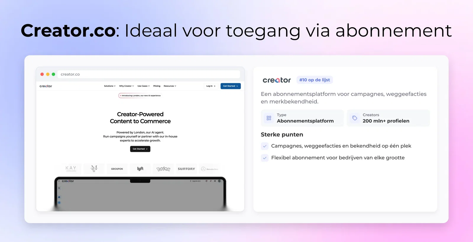 Creator.co: Ideaal voor toegang via abonnement