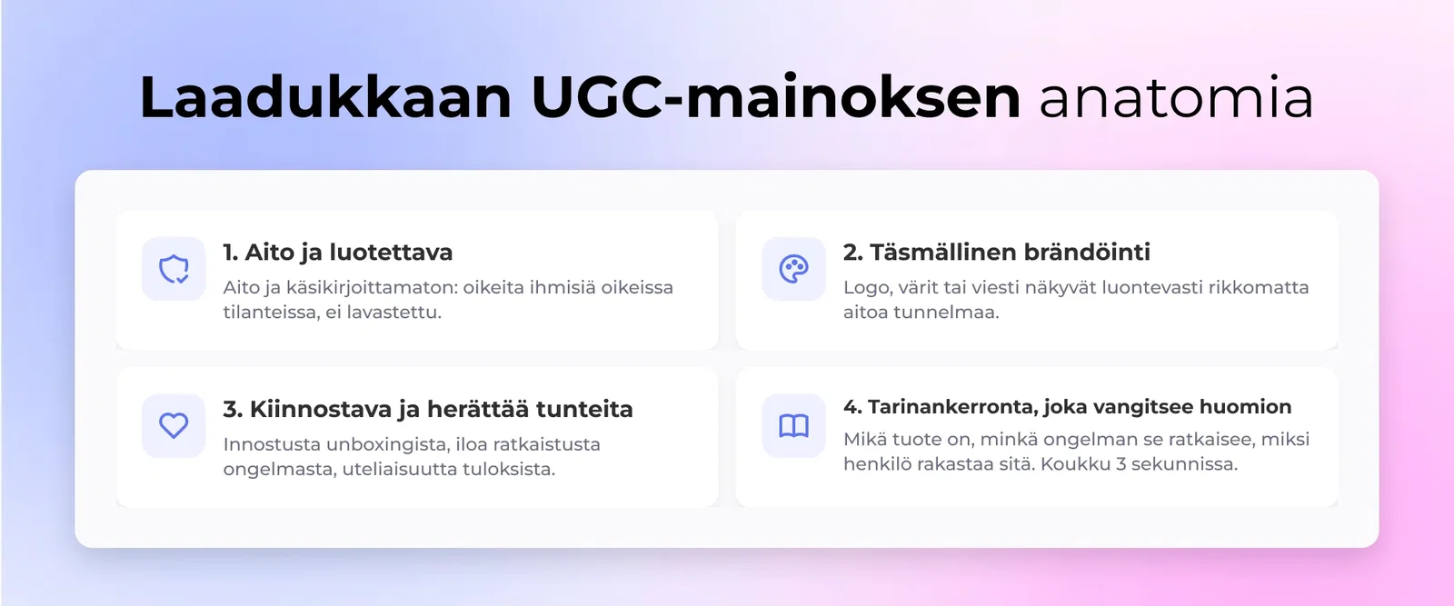 Laadukkaan UGC-mainoksen anatomia