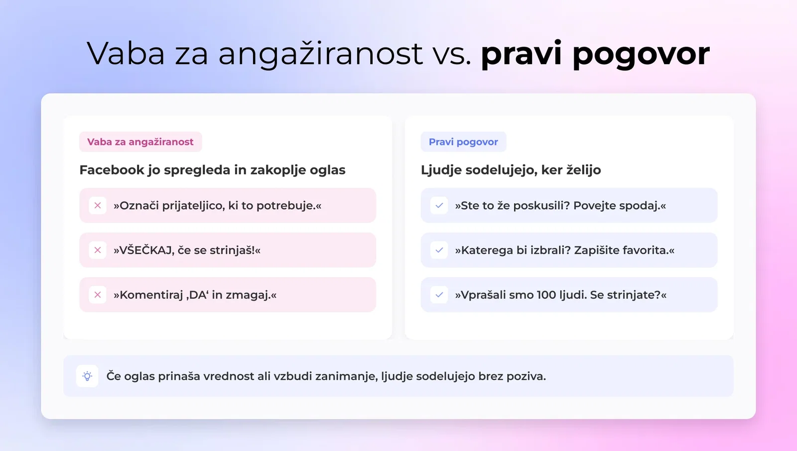 Vaba za angažiranost vs. pravi pogovor