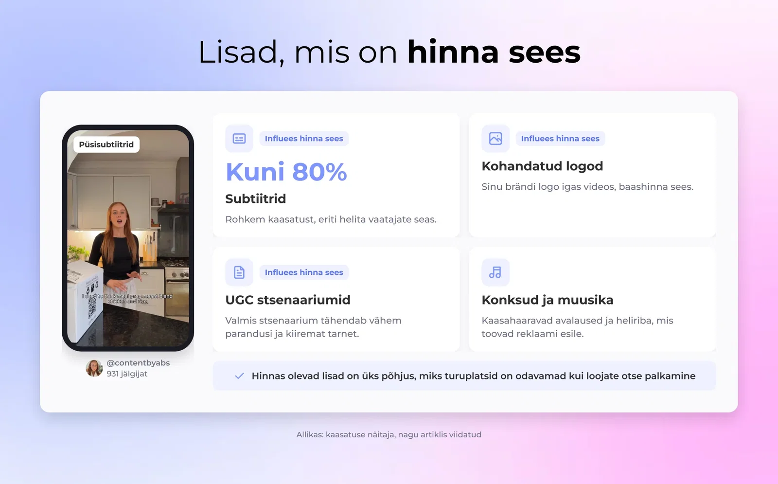 5. Mõtle ekstra lisamaksu ja funktsioonid