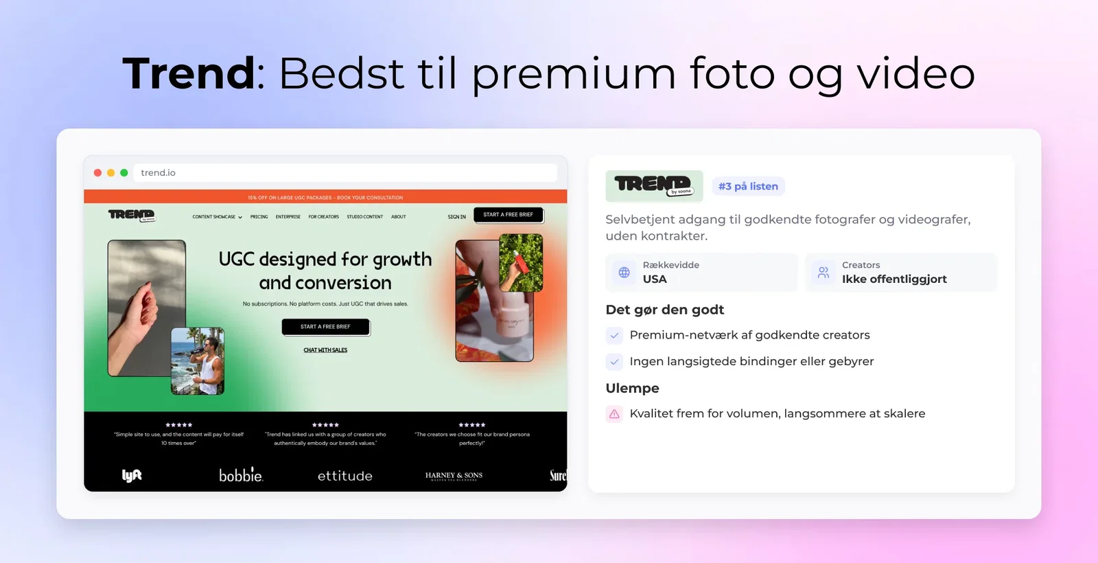 Trend: Bedst til premium foto og video