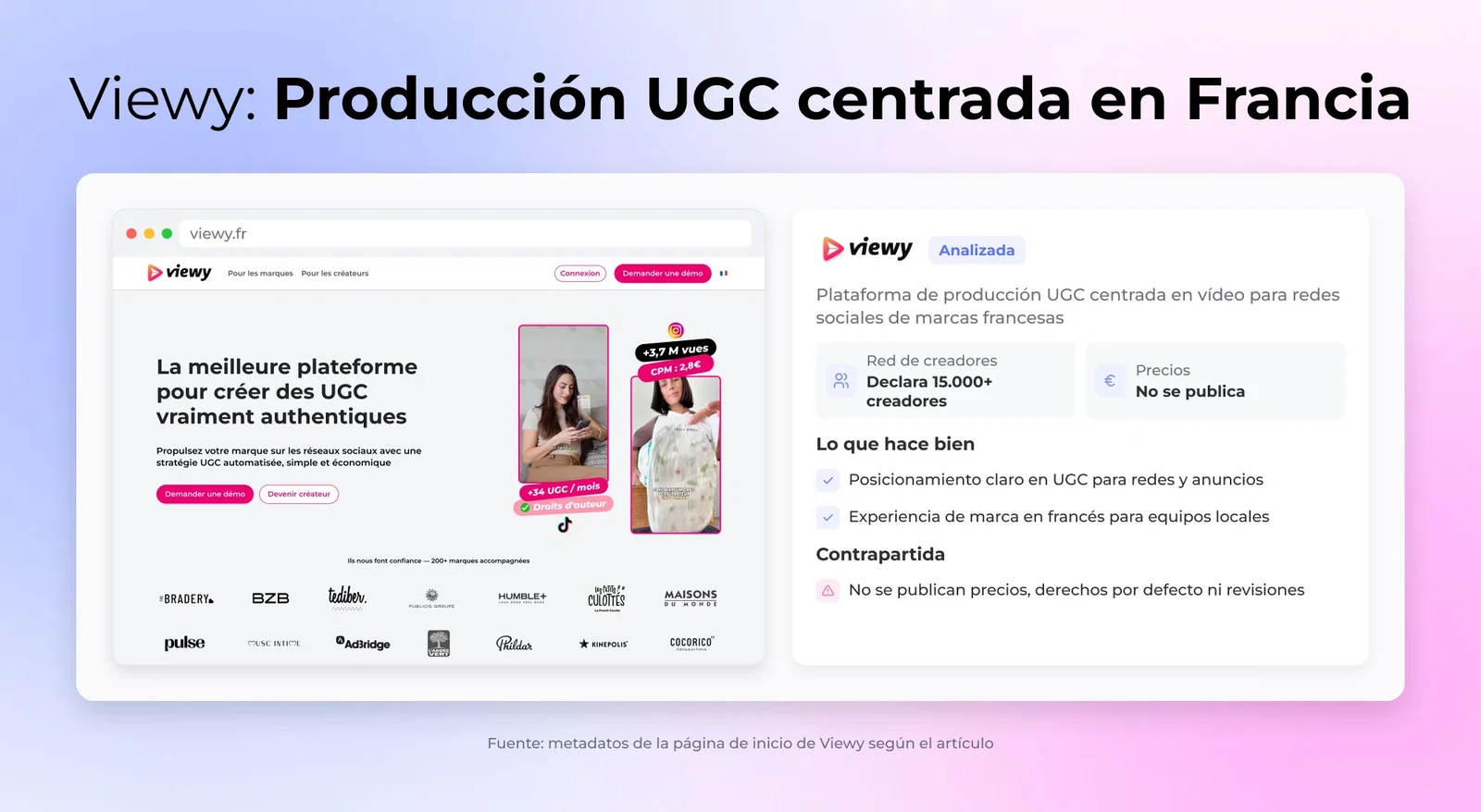 Viewy: Producción UGC centrada en Francia