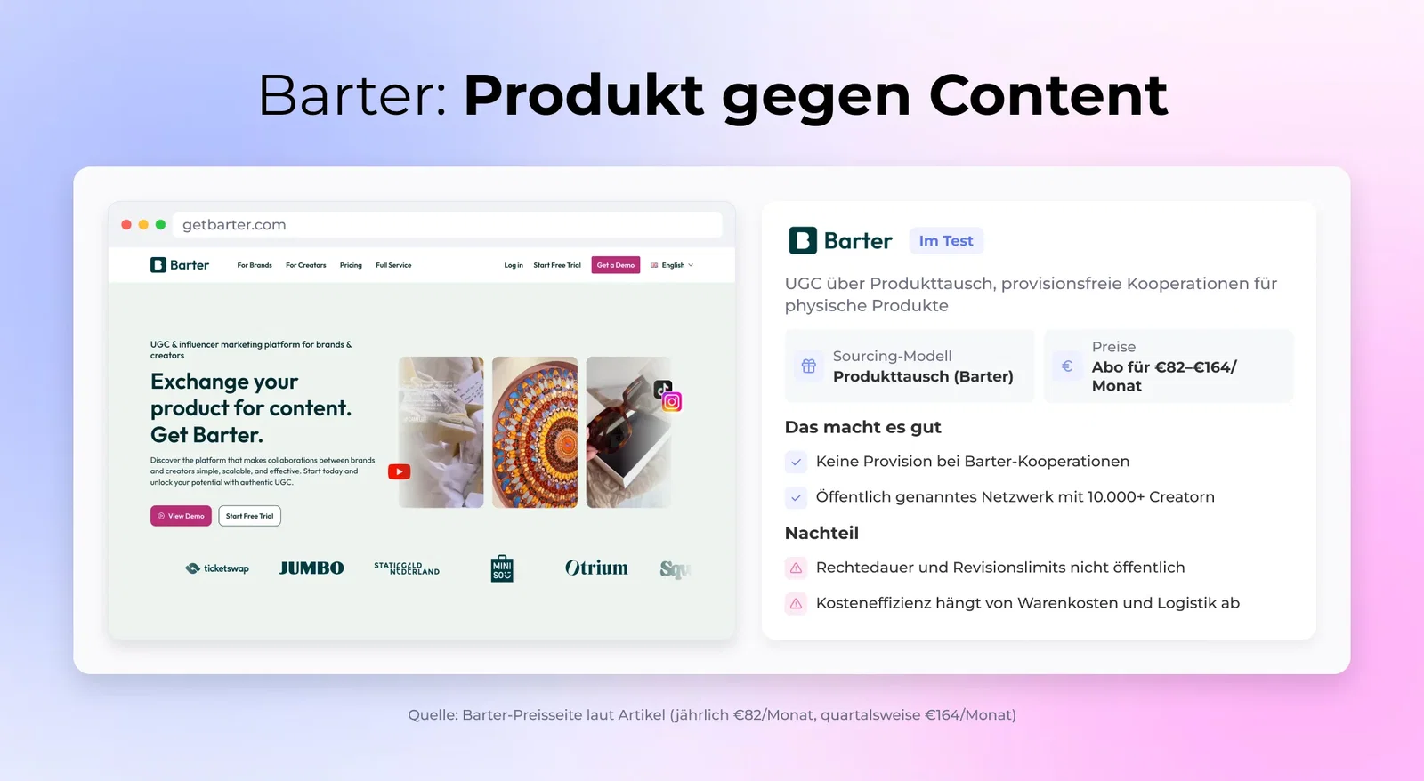 Barter: Produkt gegen Content