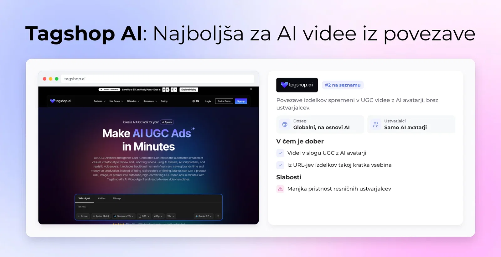 Tagshop AI: Najboljša za AI videe iz povezave