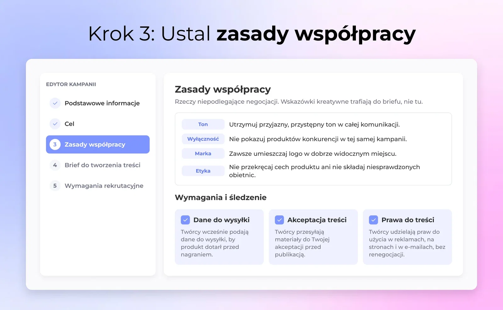 Krok 3: Ustal zasady współpracy