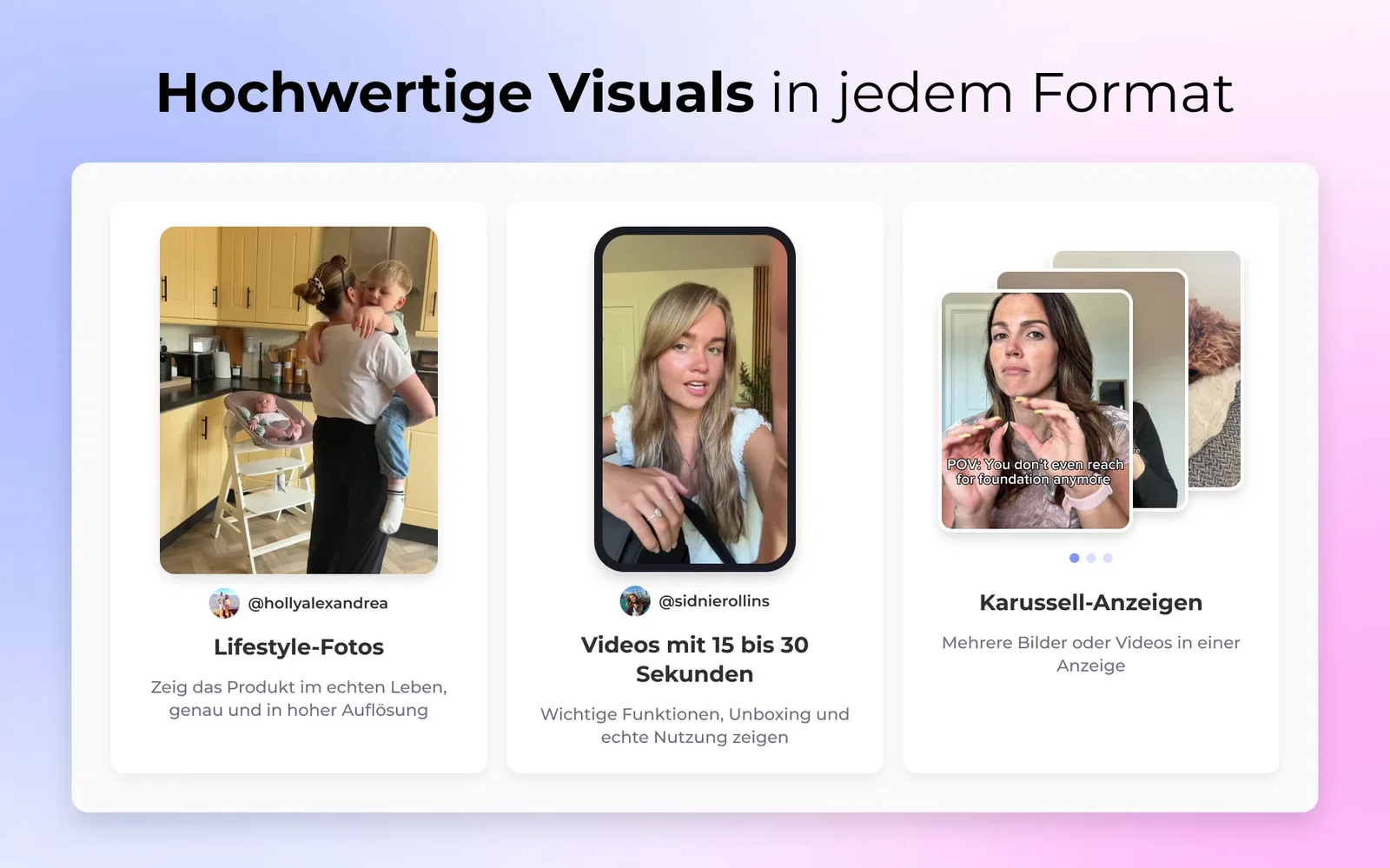 1. Verwende hochwertige visuelle Inhalte über alle Anzeigenformate hinweg