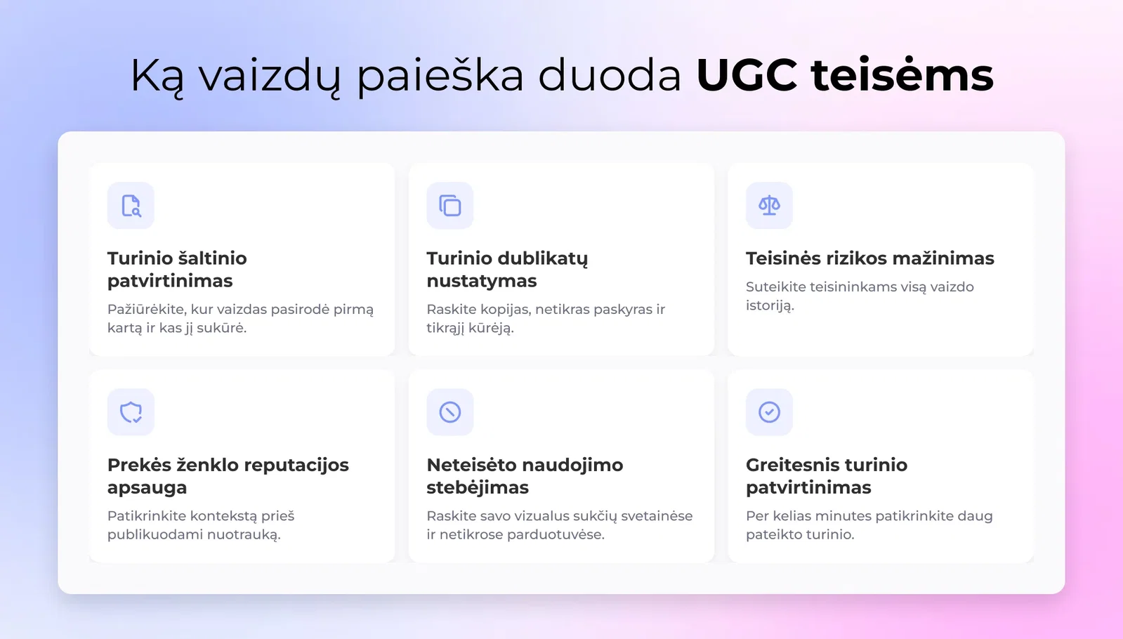 Paveikslėlio paieškos naudate UGC teisių valdymui