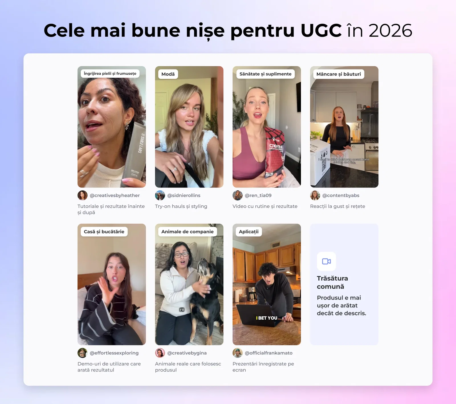 Cele mai bune nișe pentru UGC în 2026