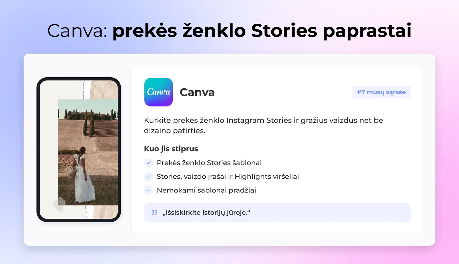 Canva: prekės ženklo Stories paprastai